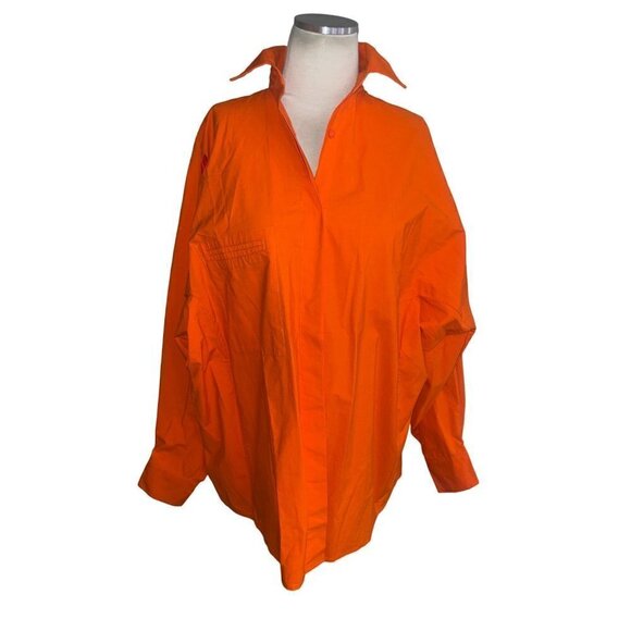 HAIGHT. Oversized Shirt in Mie Orange Small New Womens Button Down Blouse Top - Picture 5 of 13